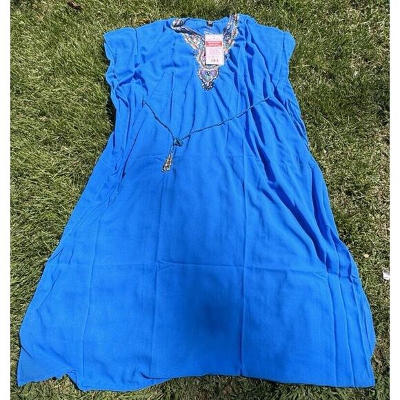 Especially Yours Women's BLUE LAGOON BEAD-LAVISHED CAFTAN BLUE Dress NWT New! - Picture 1 of 11